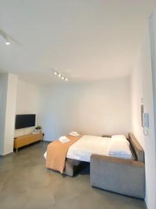 ein Schlafzimmer mit einem Bett, einem Sofa und einem TV in der Unterkunft Benni House in Civitavecchia