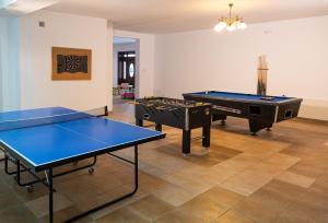 two ping pong tables in a room with at Kikity Siedlisko z lądowiskiem in Kolno