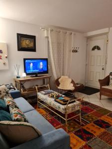 奧貝奈的住宿－ZELLA HAUS，带沙发和电视的客厅