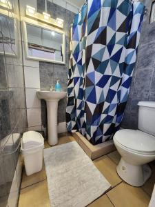 a bathroom with a toilet and a sink at HOSTAL SOL ATACAMA -CALDERA in Caldera