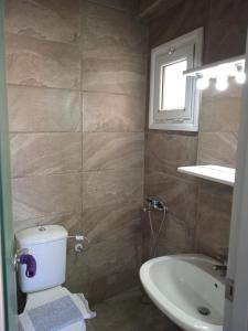 łazienka z toaletą i umywalką w obiekcie Villa Chrissa w Limenárii