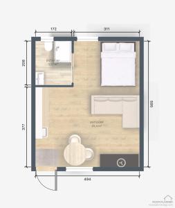 a floor plan of a small apartment at Apart Larcher in Arzl im Pitztal