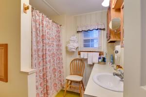 的住宿－Quaint Lakemont Retreat Near Seneca Lake!，一间带水槽和淋浴帘的浴室