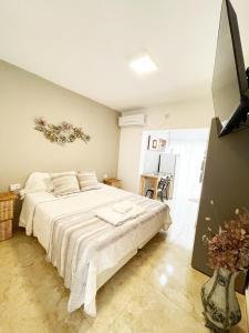 ein Schlafzimmer mit einem großen Bett in einem Zimmer in der Unterkunft Hotel Boutique in Mina Clavero