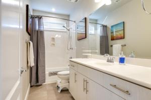 a bathroom with a sink and a toilet and a shower at Stylish Lodi Wine Country Retreat with Private Patio in Lodi +21 photos