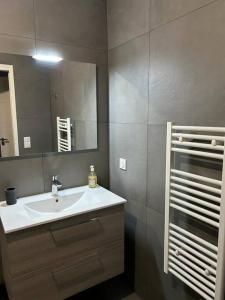 a bathroom with a sink and a mirror at Les Chalets de Montriond B101 in Montriond