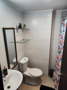 uma casa de banho com um WC e um lavatório em Cute apartment 5min from the airport em Salsipuedes