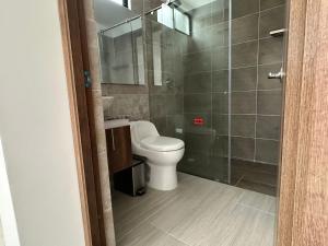 Apartamento Amoblado Pitalito في بيتاليتو: حمام مع مرحاض ودش