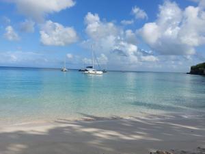 Grand-BourgにあるAppartement MANBANA 320 - accès direct a la plageの海水上のボート2隻 +7枚の写真