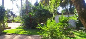 a house with a lot of trees and plants at Runnin Airport - Homestay in Gurpur