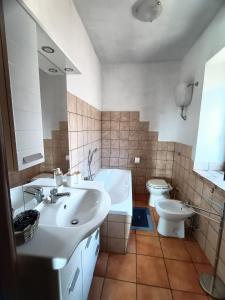 bagno con lavandino e servizi igienici di A Casa dei Nonni a San Demetrio neʼ Vestini