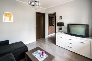 Televízia a/alebo spoločenská miestnosť v ubytovaní Apartamenty Algador