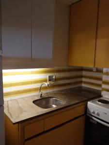 een keuken met een wastafel en een fornuis bij Apartamento Alberobello in Punta del Este