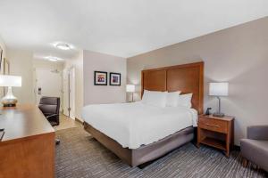 una camera d'albergo con un grande letto e una sedia di Comfort Inn & Suites a Brunswick