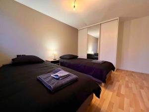 ブザンソンにあるAppartement 9 personnes / 2 Parkings privésの部屋にベッドが2つある寝室