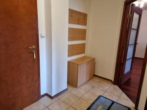 Pokój z szafą z drewnianą szafą w obiekcie Chalet Montagne Bansko apartment w mieście Bansko