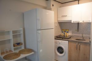 een keuken met een koelkast en een wasmachine bij HOUSE KA HANIM in Canakkale