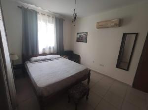 Un dormitorio pequeño con una cama y una ventana. en Abitare cosy apartment, en Pafos 16 fotos más