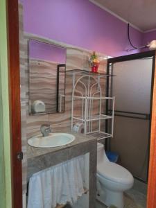 łazienka z umywalką i toaletą w obiekcie Casa Los Aguinaldos w mieście Fortuna