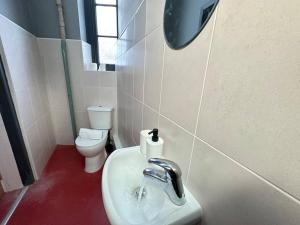 a bathroom with a sink and a toilet at Modern Spacious Flat in Dudley Area in Birmingham