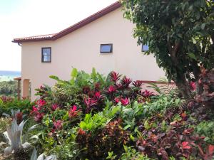 un jardín de flores frente a una casa en Vacation Suites en Micoud