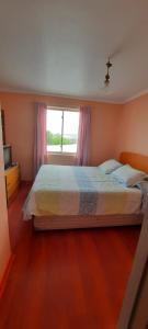 Un dormitorio con una cama grande y una ventana en ALOJAMIENTO LAS LILAS, en Cartagena
