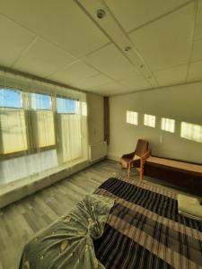an empty room with a couch and a chair in it at Seewinkel St. Andrä am Zicksee in St. Andrä am Zicksee