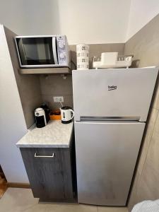 紹澤杜爾克西的住宿－White House，小厨房配有冰箱和微波炉。