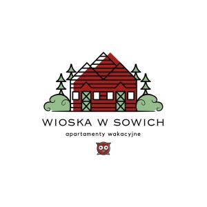 dom w logo lasu w obiekcie Wioska w Sowich Sokolec w mieście Sokolec