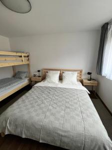 Posteľ alebo postele v izbe v ubytovaní Sáňky Apartmány