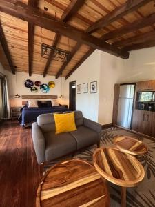 Χώρος καθιστικού στο Cabañas VIP Mazamitla