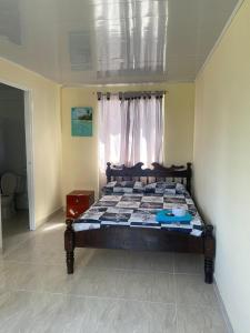 ein Schlafzimmer mit einem Bett in einem Zimmer mit einem Fenster in der Unterkunft Casa Nativa DUDA´S in Franshua