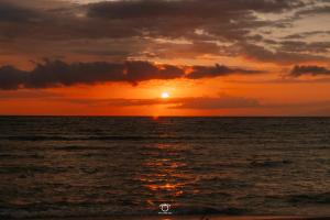 a sunset on the beach with the sun setting at The Kori Sire in Tanjung