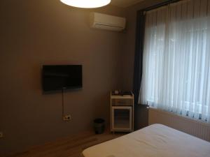 イスタンブールにあるArmoni City Otel Kadıköyのベッドと薄型テレビのある寝室