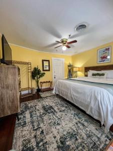 a bedroom with a bed and a ceiling fan at Vinoy House in St. Petersburg