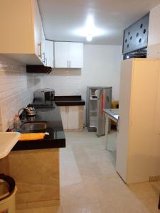 een keuken met een wastafel en een koelkast bij EDIFICIO MARIA KIAN in San Bartolo