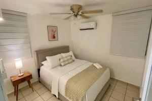 a bedroom with a bed and a ceiling fan at Islabella Guest House in Isabela