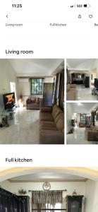 two pictures of a living room and a living room full kitchen at Hidden oasis in Mandeville
