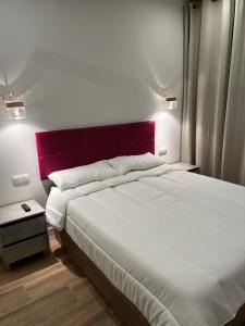 a bedroom with a large bed with a red headboard at Exyca Méndez Álvaro in Madrid