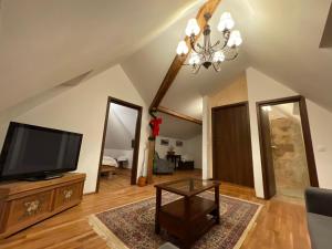 TV a/nebo společenská místnost v ubytování Apartament TISA - CĂTUN