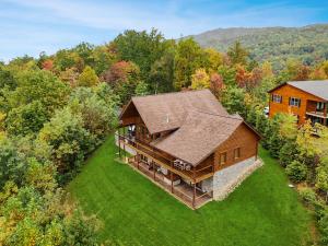 an overhead view of a large wooden house at Star Dancer Cabin in Gatlinburg