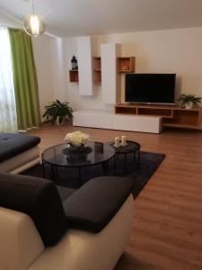 a living room with a couch and a tv at Albatros in Kastel Sucurac