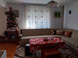 sala de estar con sofá y árbol de Navidad en Rent a house - "Laki" en Žabljak