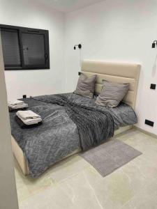 een slaapkamer met een groot bed met 2 kussens bij Magnifique maison tout confort in Marseille