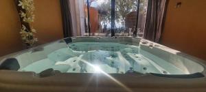 a large bath tub in a room with a window at Maison d'hôtes la Garenne in Puyloubier +28 photos