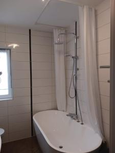 a bathroom with a bath tub and a shower at Ferienwohnung Patrick in Amberg