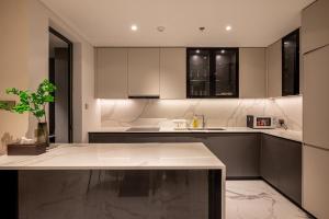 Kuchyň nebo kuchyňský kout v ubytování Metropole Thu Thiem Condo Apartment