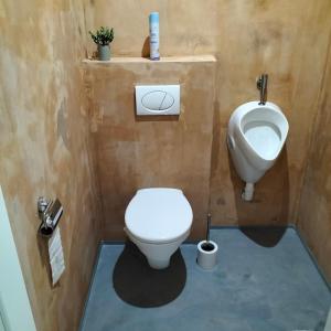 a bathroom with a toilet and a urinal at neutal-ferienapartments in Neutal