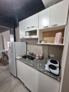 une petite cuisine avec un évier et un réfrigérateur dans l'établissement CHINO I, à San Miguel de Tucumán 10 autres photos
