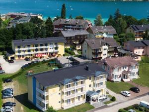 an aerial view of a town with houses at Ferienhaus Stefanie in Sankt Kanzian